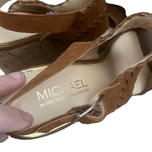 Michael Shannon Christa Slingback Leather Cork Wedge - Picture 8 of 10